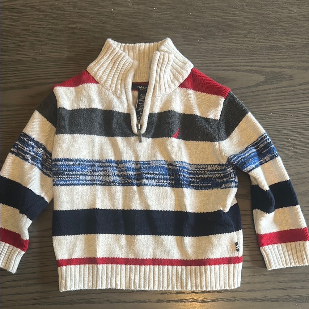 Nautica Men's Striped Sweater - Cream, Blue, Red
